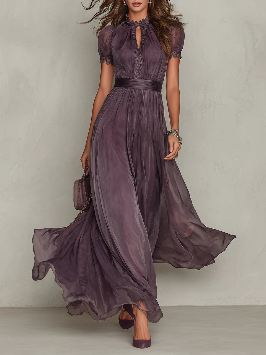 Ashley | Abito lungo in chiffon, elegante e vintage